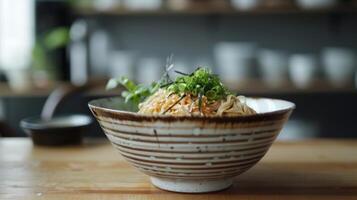 Contemporary minimalism captured in a bowl of soba noodles photo