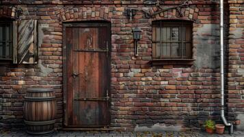 Cozy poster with brick texture. photo