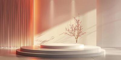 Minimalist Modern Interior with Elegant Round Podium photo
