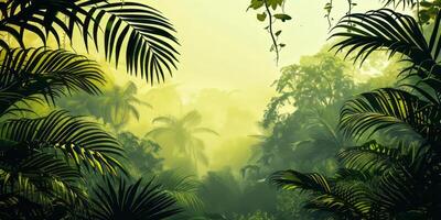 Rainforest silhouette with a backdrop of twilight hues. photo