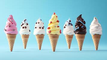 Colorful Assortment of Ice Cream Cones photo