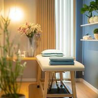 Physiotherapy concept photo with designated space for clinic information.