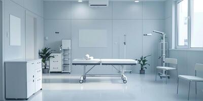 Physiotherapy scene with blank space for inserting clinic information. photo