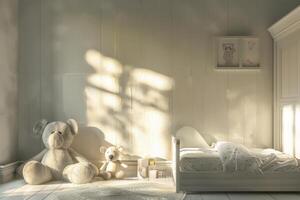 Silhouette of a children's room with soft, calming shadows. photo