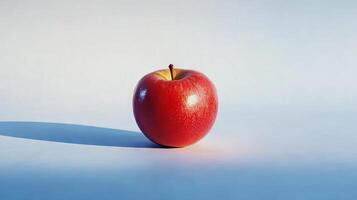 Fresh Red Apple on Minimalist Background with Soft Shadows photo