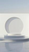 Minimalistic White Circular Pedestal with Soft Shadows photo