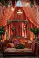 Luxurious Moroccan-Inspired Lounge with Ornate Decor photo