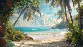 Captivating poster design tropical beach paradise photo