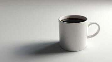 Minimalist White Coffee Mug on Smooth Surface with Soft Lighting photo