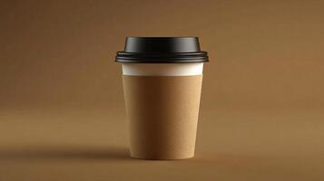 Minimalist Coffee Cup on Brown Background Perfect for Cafeteria photo
