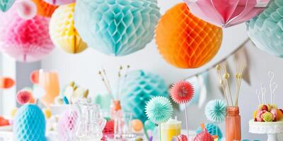 Contemporary party setup featuring trendy decorations photo