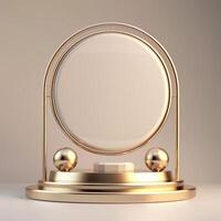 Elegant Minimalist Gold and Glass Display Stand with Geometric Design for Modern Interior photo