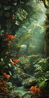 Creative rainforest scene with artistic elements. photo