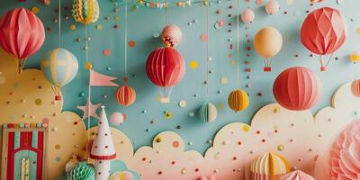 Decorative elements arranged in a whimsical layout photo