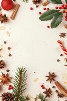 Festive Christmas Background with Pine Branches photo