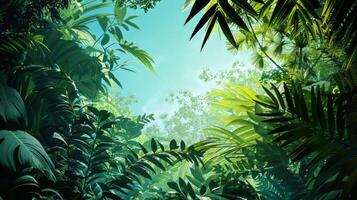 Jungle foliage and empty sky. photo