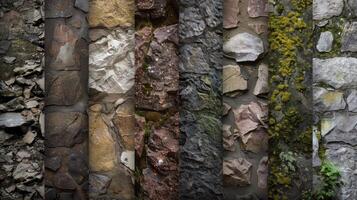 Different textures and colors of rocks and stones photo