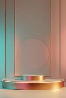 Top-down perspective highlighting the simplicity and sophistication of an award podium photo