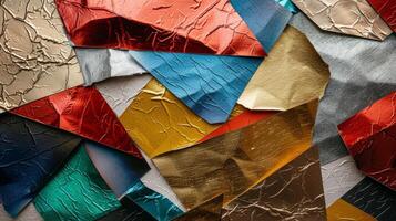 Creative mix of metallic foil and abstract geometric shapes photo