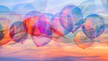 Abstract double exposure featuring balloons blended with flowing patterns photo