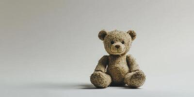 A teddy bear is sitting on a white background photo