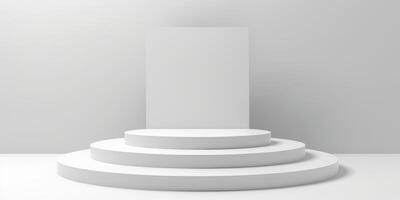 Bright white background enhances the visibility of the award podium photo