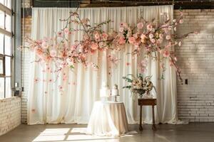 Elegant Celebration Scene with Red and White Balloons photo