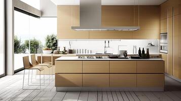 Serene minimalist kitchen ambiance photo