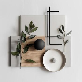 Minimalist Still Life Composition with Geometric Shapes photo