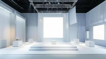 Modern Minimalist Exhibition Space with Bright Lighting photo