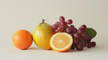 Clean and contemporary, this minimalist spring fruit composition photo