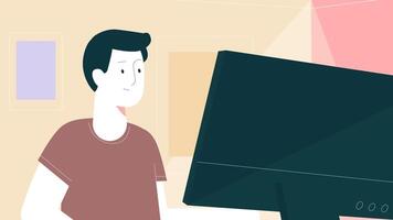 Man using computer and typing on keyboard vector