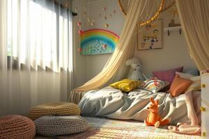 Mesh wireframe of a kids' room decor. photo