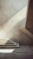 Modern Architectural Interior with Geometric Patterns and Natural Light photo