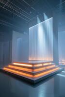 Minimalist display stage setup with a clean and modern background. photo