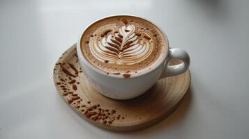 Simple elegance embodied in a cup of cappuccino on a coaster photo