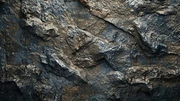 A rock wall with a lot of texture and a dark color photo
