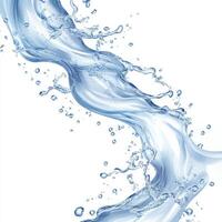 Dynamic Splash of Crystal Clear Water with Air Bubbles on a White Background photo
