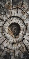 Close-Up of Weathered Tree Stump with Concentric Rings photo