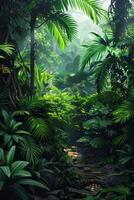 Artistic interpretation of dense jungle. photo