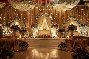 Celebration scene adorned with elegant decorations and sparkling accents photo