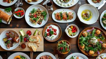 Delectable dishes arranged neatly photo