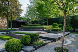 Modern Zen Garden with Geometric Landscaping photo