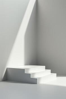 Modern display stage with a minimalist white background photo