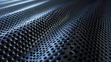 A close up of a black metal surface with many small holes photo