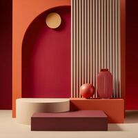 Modern Minimalist Abstract Interior with Geometric Shapes and Bold Colors photo