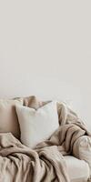 Cozy Minimalist Living Room with Neutral Tones and Soft Textures photo