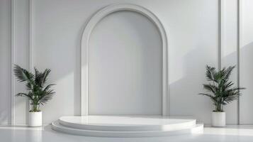 Creative display stage layout with an unobtrusive background photo