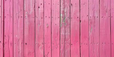 Vibrant Pink Wooden Fence with Rustic Texture and Weathered Details in Natural Light photo