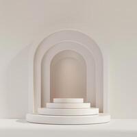 Minimalist arrangement of an award podium against a white background photo
